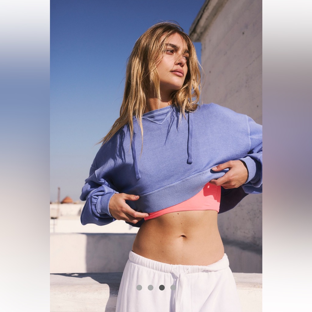 Free People Catch Up Cropped Hoodie Small